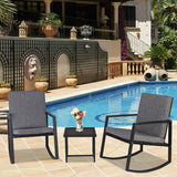 UBesGoo Outdoor 3-PCS Resin Wicker Rattan Chairs and Table Garden Patio Furniture Set