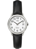 Timex Women's Easy Reader Date 25mm Black/Silver/White Leather Strap Watch