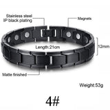 Men Women Magnetic Health Bracelet Black Titanium Steel Power Therapy 4in1 Magnets Negative Ions Germanium Bangles Drop Shipping