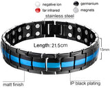 Men Women Magnetic Health Bracelet Black Titanium Steel Power Therapy 4in1 Magnets Negative Ions Germanium Bangles Drop Shipping