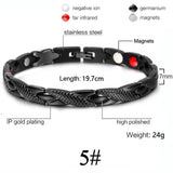 Men Women Magnetic Health Bracelet Black Titanium Steel Power Therapy 4in1 Magnets Negative Ions Germanium Bangles Drop Shipping