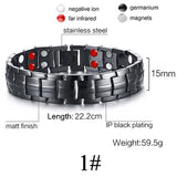 Men Women Magnetic Health Bracelet Black Titanium Steel Power Therapy 4in1 Magnets Negative Ions Germanium Bangles Drop Shipping