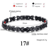 Men Women Magnetic Health Bracelet Black Titanium Steel Power Therapy 4in1 Magnets Negative Ions Germanium Bangles Drop Shipping