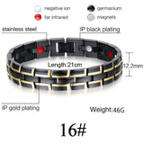 Men Women Magnetic Health Bracelet Black Titanium Steel Power Therapy 4in1 Magnets Negative Ions Germanium Bangles Drop Shipping