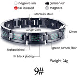 Men Women Magnetic Health Bracelet Black Titanium Steel Power Therapy 4in1 Magnets Negative Ions Germanium Bangles Drop Shipping