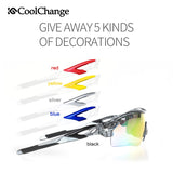 CoolChange Polarized Cycling Glasses Bike Outdoor Sports Bicycle Sunglasses For Men Women Goggles Eyewear 5 Lens Myopia Frame