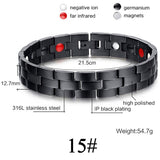 Men Women Magnetic Health Bracelet Black Titanium Steel Power Therapy 4in1 Magnets Negative Ions Germanium Bangles Drop Shipping