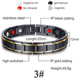 Men Women Magnetic Health Bracelet Black Titanium Steel Power Therapy 4in1 Magnets Negative Ions Germanium Bangles Drop Shipping