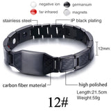 Men Women Magnetic Health Bracelet Black Titanium Steel Power Therapy 4in1 Magnets Negative Ions Germanium Bangles Drop Shipping