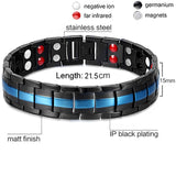 Men Women Magnetic Health Bracelet Black Titanium Steel Power Therapy 4in1 Magnets Negative Ions Germanium Bangles Drop Shipping