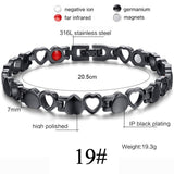Men Women Magnetic Health Bracelet Black Titanium Steel Power Therapy 4in1 Magnets Negative Ions Germanium Bangles Drop Shipping