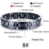 Men Women Magnetic Health Bracelet Black Titanium Steel Power Therapy 4in1 Magnets Negative Ions Germanium Bangles Drop Shipping