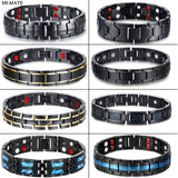 Men Women Magnetic Health Bracelet Black Titanium Steel Power Therapy 4in1 Magnets Negative Ions Germanium Bangles Drop Shipping