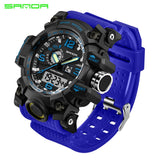 SANDA New S Shock Men Sports Watches Big Dial Sport Watches For Men Luxury Brand LED Digital Military Waterproof Wrist Watches