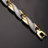 Vinterly Energy Magnetic Bracelet Men Gold-color Chain Health Bracelet Male Germanium Stainless Steel Magnetic Bracelets for Men