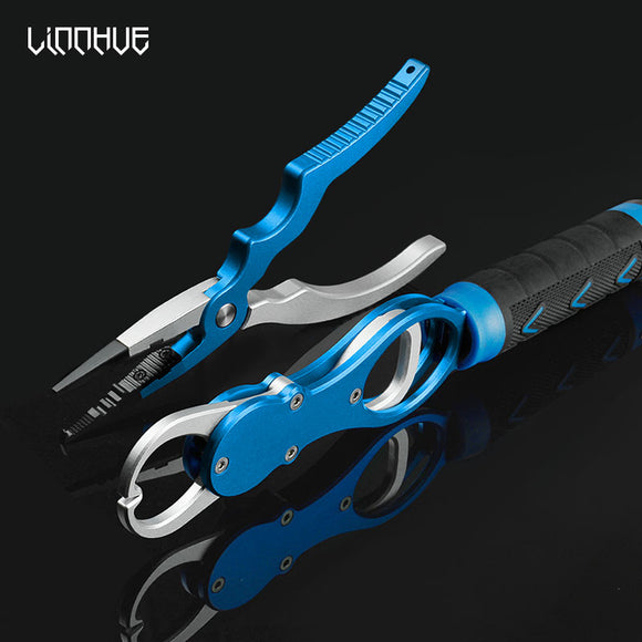 LINNHUE Aluminum Alloy Fishing Pliers Grip Set Fishing Tackle Hook Recover Cutter Line Split Ring High Quality Fishing Tool Hot