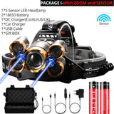 Most Powerful LED Headlight headlamp 5LED T6 Head Lamp Power Flashlight Torch head light 18650 battery Best For Camping, fishing