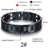 Men Women Magnetic Health Bracelet Black Titanium Steel Power Therapy 4in1 Magnets Negative Ions Germanium Bangles Drop Shipping