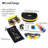 CoolChange Polarized Cycling Glasses Bike Outdoor Sports Bicycle Sunglasses For Men Women Goggles Eyewear 5 Lens Myopia Frame
