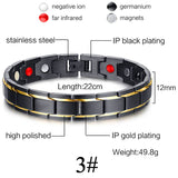 Men Women Magnetic Health Bracelet Black Titanium Steel Power Therapy 4in1 Magnets Negative Ions Germanium Bangles Drop Shipping