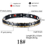 Men Women Magnetic Health Bracelet Black Titanium Steel Power Therapy 4in1 Magnets Negative Ions Germanium Bangles Drop Shipping