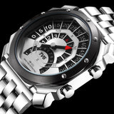 TVG Mens New Square Watch Compass Hiking Mountaineering Watch Full Steel Waterproof LED Watch Men Watch Naviforce Sport Watches