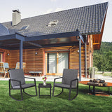 UBesGoo Outdoor 3-PCS Resin Wicker Rattan Chairs and Table Garden Patio Furniture Set