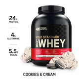Optimum Nutrition Gold Standard 100% Whey Protein Powder, Cookies & Cream, 24g Protein, 5 Lb