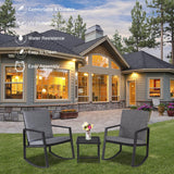 UBesGoo Outdoor 3-PCS Resin Wicker Rattan Chairs and Table Garden Patio Furniture Set